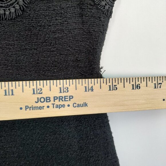 Zara Lace Round Neck Fringe Cap Sleeve  Crepe Mini Dress Medium Black - Picture 13 of 15